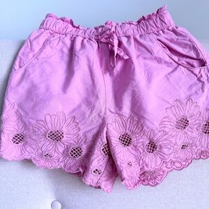Janie and Jack Pink Floral Embroidered Shorts